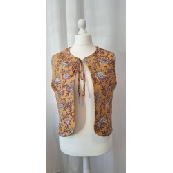 gilet matelassé camel fleuri